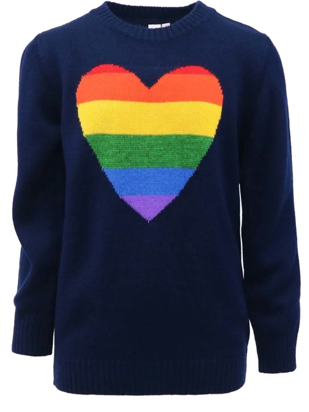 Navy Sweater with Rainbow Heart Girls 3T